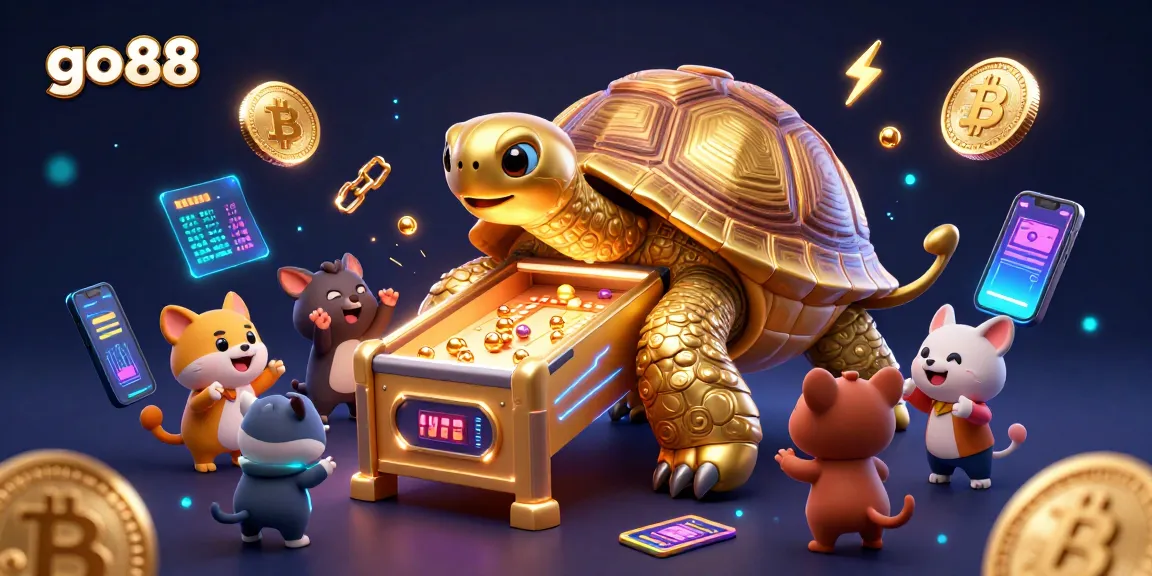 Spin to win with go 88 in an exciting casino atmosphere featuring a golden tortoise and rich casino elements.