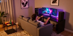 Smart Gaming Sofa enhancing comfort and style in a modern gaming setup.