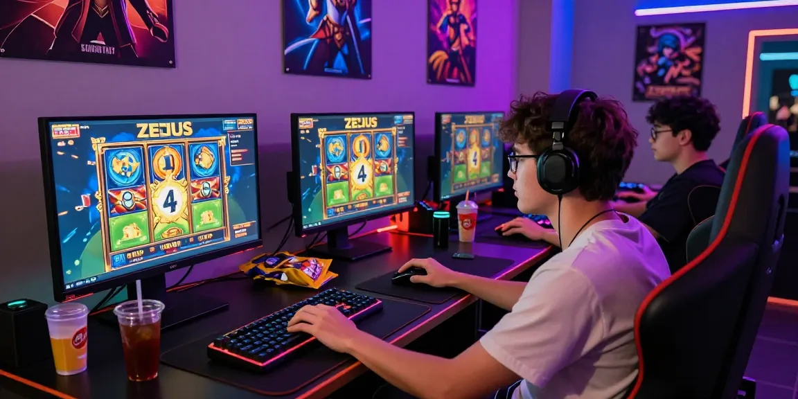 Exciting gaming scene showcasing demo zeus slot with vibrant interface and enthusiastic player.