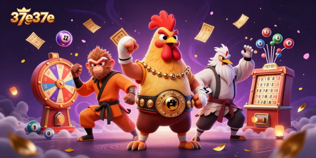 Jogue loteria emocionante com 37e37e e personagens de artes marciais ao fundo.